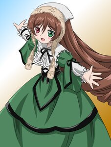 Rating: Safe Score: 0 Tags: 1girl :d blush brown_hair corset dress drill_hair flat_chest frills gradient gradient_background green_dress green_eyes hat head_scarf heterochromia image lolita_fashion long_hair long_sleeves looking_at_viewer open_mouth red_eyes ribbon rozen_maiden smile solo suiseiseki takumi_(rozen_garten) twin_drills twintails very_long_hair User: admin