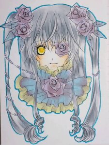 Rating: Safe Score: 0 Tags: 1girl barasuishou chain eyepatch flower frills hair_flower hair_ornament image long_hair looking_at_viewer pink_flower pink_rose rose smile solo traditional_media yellow_eyes User: admin