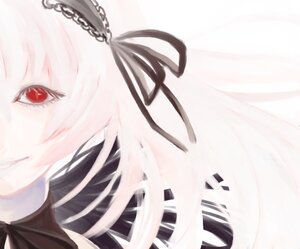 Rating: Safe Score: 0 Tags: 1girl bangs black_ribbon blurry blurry_foreground closed_mouth depth_of_field eyebrows_visible_through_hair hairband image looking_at_viewer red_eyes ribbon simple_background smile solo suigintou white_background User: admin