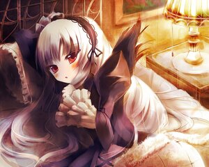 Rating: Safe Score: 0 Tags: 1girl :o bad_id bad_pixiv_id bed blush cup dress frills hairband image lamp long_hair long_sleeves looking_at_viewer pillow purple_eyes red_eyes rose rozen_maiden silver_hair solo suigintou taharu_kousuke very_long_hair wings User: admin