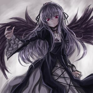 Rating: Safe Score: 3 Tags: 1girl black_dress black_wings cross-laced_clothes dress expressionless flower frilled_sleeves frills hairband image juliet_sleeves long_hair long_sleeves looking_at_viewer pink_eyes puffy_sleeves ribbon rose silver_hair solo suigintou very_long_hair wings User: admin