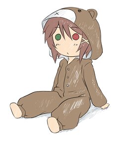 Rating: Safe Score: 0 Tags: 1girl animal_costume animal_ears brown_hair full_body hair_ornament hairclip hood image long_sleeves red_eyes short_hair simple_background sitting solo souseiseki white_background User: admin