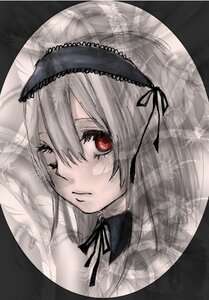 Rating: Safe Score: 0 Tags: 1girl bangs black_ribbon closed_mouth detached_collar dress frills hairband image lace long_hair looking_at_viewer neck_ribbon rain red_eyes ribbon silver_hair solo suigintou User: admin