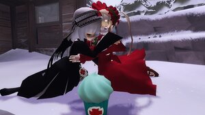 Rating: Safe Score: 0 Tags: 2girls blonde_hair blue_eyes bonnet doll dress long_hair multiple_girls rose shinku silver_hair snow solo suigintou yuri User: admin