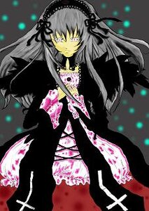 Rating: Safe Score: 0 Tags: 2girls black_wings dress frills hairband image long_hair long_sleeves looking_at_viewer multiple_girls pink_eyes solo standing suigintou very_long_hair wings User: admin