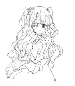 Rating: Safe Score: 0 Tags: 1girl bangs blush dress eyepatch flower greyscale image juliet_sleeves kirakishou long_hair long_sleeves looking_at_viewer monochrome rose simple_background solo striped striped_background upper_body vertical_stripes very_long_hair wavy_hair white_background User: admin