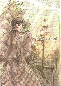Rating: Safe Score: 0 Tags: 1girl bow eating hair_bow image long_hair long_sleeves looking_at_viewer plaid sketch skirt solo suiseiseki traditional_media User: admin