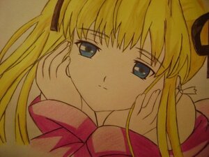 Rating: Safe Score: 0 Tags: 1girl bangs blonde_hair blue_eyes chin_rest close-up closed_mouth hair_ribbon hands_on_own_cheeks hands_on_own_face head_rest image long_hair long_sleeves looking_at_viewer ribbon shinku simple_background solo twintails User: admin