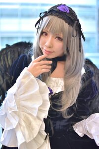 Rating: Safe Score: 0 Tags: 1girl bangs blurry blurry_background closed_mouth depth_of_field dress flower frills gothic_lolita hairband lips lolita_fashion lolita_hairband long_hair long_sleeves looking_at_viewer rose smile solo suigintou User: admin