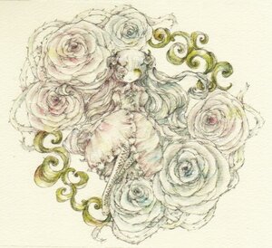 Rating: Safe Score: 0 Tags: 1girl dress flower hair_ornament image kirakishou long_hair pink_rose red_flower red_rose rose solo thorns traditional_media very_long_hair vines watercolor_(medium) User: admin