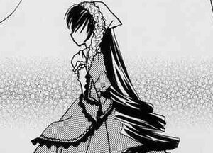 Rating: Safe Score: 0 Tags: 1girl dress fence fishnets greyscale halftone image long_hair long_sleeves monochrome solo standing suiseiseki very_long_hair User: admin