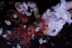 Rating: Safe Score: 0 Tags: 1girl blood closed_eyes dress flower kirakishou lips long_hair pink_hair red_flower red_hair red_rose rose solo white_dress white_rose User: admin