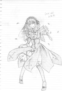 Rating: Safe Score: 0 Tags: 1girl dress flower frills greyscale hairband image long_hair long_sleeves looking_at_viewer monochrome possible_duplicate smile solo suigintou User: admin