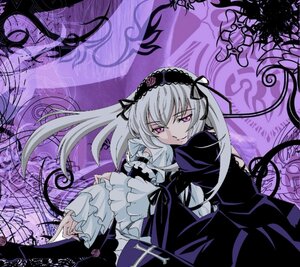 Rating: Safe Score: 0 Tags: 1girl dress flower frilled_sleeves frills hairband image lolita_hairband long_hair long_sleeves looking_at_viewer pink_eyes rose silver_hair solo suigintou wings User: admin