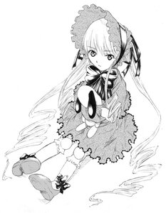 Rating: Safe Score: 0 Tags: 1girl ankle_ribbon bonnet bow doll_joints dress drill_hair full_body greyscale hug image joints kunkun long_hair long_sleeves looking_at_viewer miharu_(ttt) monochrome pigeon-toed ribbon rozen_maiden shinku shoes simple_background sitting solo stuffed_animal stuffed_dog twintails very_long_hair User: admin