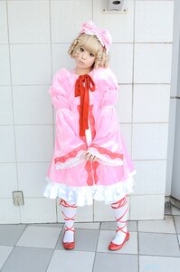 Rating: Safe Score: 0 Tags: 1girl blonde_hair blue_eyes bow checkered checkered_floor curly_hair dress floor frills gloves hinaichigo lolita_fashion long_sleeves looking_at_viewer pink_dress ribbon shoes short_hair solo standing tile_floor tile_wall tiles User: admin