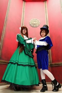 Rating: Safe Score: 0 Tags: 2girls blue_dress boots brown_hair closed_eyes dress flower green_dress hat high_heels holding_hands multiple_cosplay multiple_girls photo short_hair tagme top_hat User: admin