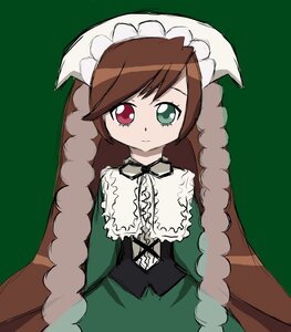 Rating: Safe Score: 0 Tags: 1girl black_ribbon brown_hair closed_mouth dress frills green_background green_dress green_eyes heterochromia image long_hair long_sleeves looking_at_viewer red_eyes simple_background solo suiseiseki very_long_hair User: admin