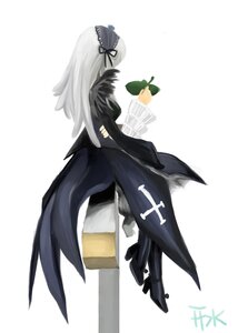 Rating: Safe Score: 0 Tags: black_hair black_wings cape dress flower image long_hair long_sleeves simple_background solo standing striped suigintou very_long_hair white_background wings User: admin