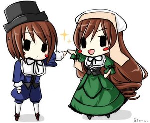 Rating: Safe Score: 0 Tags: 2girls auto_tagged black_eyes blush_stickers brown_hair chibi dress green_dress hat head_scarf image long_hair long_sleeves multiple_girls open_mouth pair short_hair siblings sisters smile souseiseki sparkle standing suiseiseki twins very_long_hair white_background User: admin