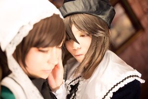 Rating: Safe Score: 0 Tags: 2girls blurry blurry_background blurry_foreground brown_hair closed_eyes closed_mouth depth_of_field hat lips long_sleeves multiple_cosplay multiple_girls profile siblings sisters smile suiseiseki tagme User: admin