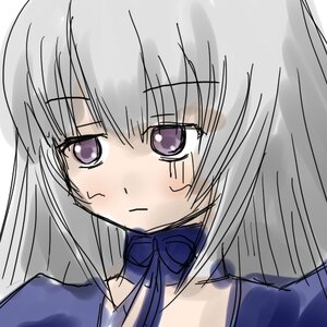 Rating: Safe Score: 0 Tags: 1girl bangs blue_bow blue_ribbon blush closed_mouth eyebrows_visible_through_hair hair_ribbon image long_hair looking_at_viewer portrait purple_eyes ribbon sidelocks simple_background solo suigintou white_background User: admin