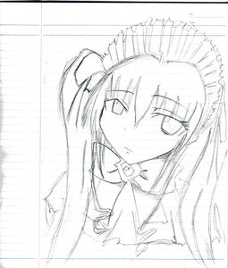 Rating: Safe Score: 0 Tags: 1girl greyscale image long_hair looking_at_viewer maid maid_headdress monochrome shinku sketch solo traditional_media upper_body User: admin