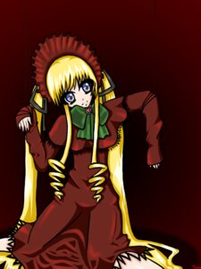 Rating: Safe Score: 0 Tags: 1girl blonde_hair blue_eyes bonnet bow bowtie dress image long_hair long_sleeves looking_at_viewer red_dress shinku simple_background solo standing very_long_hair User: admin