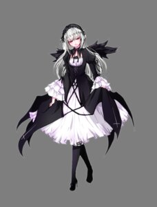 Rating: Safe Score: 0 Tags: 1girl black_footwear black_wings boots dress flower frills full_body hairband image lolita_fashion long_hair long_sleeves looking_at_viewer pink_eyes red_eyes rose silver_hair solo suigintou white_background wings User: admin