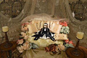 Rating: Safe Score: 0 Tags: 1girl birdcage black_hair cage candle doll dress flower indoors long_hair pink_rose red_flower red_rose rose sitting solo suigintou white_flower white_rose User: admin