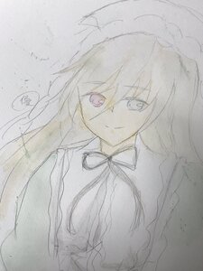 Rating: Safe Score: 0 Tags: 1girl dress eyebrows_visible_through_hair graphite_(medium) hair_between_eyes image long_hair looking_at_viewer sketch smile solo suiseiseki traditional_media white_background User: admin