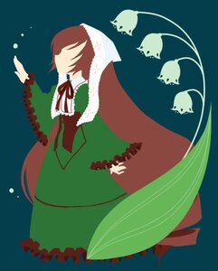 Rating: Safe Score: 0 Tags: 1girl brown_hair dress frills green_dress image long_hair long_sleeves simple_background solo suiseiseki very_long_hair User: admin