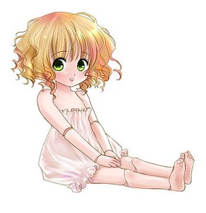 Rating: Safe Score: 0 Tags: 1girl barefoot blonde_hair doll_joints dress feet full_body green_eyes hinaichigo image joints looking_at_viewer see-through short_hair simple_background sitting socks solo wavy_hair white_background User: admin