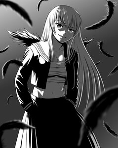 Rating: Safe Score: 0 Tags: 1girl angel angel_wings bird bird_on_head bird_wings black_feathers black_wings breasts cleavage crow delinquent dove eagle feathered_wings feathers greyscale hands_in_pockets harpy head_wings ichikawa_masahiro image long_hair looking_at_viewer midriff monochrome motion_blur navel open_clothes open_shirt rozen_maiden sarashi school_uniform seagull serafuku shirt skirt smile solo suigintou white_feathers white_wings wings yankee User: admin