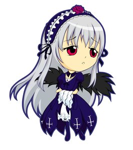 Rating: Safe Score: 0 Tags: 1girl black_wings chibi choker dress flower frills full_body hairband image long_hair rose silver_hair simple_background solo suigintou white_background wings User: admin