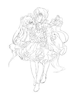 Rating: Safe Score: 0 Tags: 1boy 1girl boots dress flower frills greyscale image kirakishou long_hair monochrome pair rose souseiseki User: admin