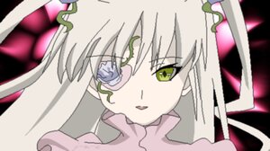 Rating: Safe Score: 0 Tags: 1girl bangs blurry eyebrows_visible_through_hair flower green_eyes image kirakishou long_hair looking_at_viewer rose simple_background solo white_hair User: admin