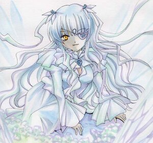 Rating: Safe Score: 0 Tags: 1girl barasuishou dress flower frills hair_ornament image long_hair long_sleeves looking_at_viewer ribbon solo traditional_media very_long_hair yellow_eyes User: admin