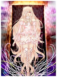 Rating: Safe Score: 0 Tags: 1girl bare_shoulders blonde_hair boots cross-laced_footwear detached_sleeves dress frills image kirakishou long_hair solo thigh_boots thighhighs very_long_hair User: admin