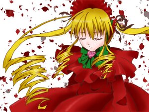 Rating: Safe Score: 0 Tags: 1girl blonde_hair bow bowtie closed_eyes dress flower image long_hair long_sleeves petals red_dress rose rose_petals shinku solo twintails User: admin