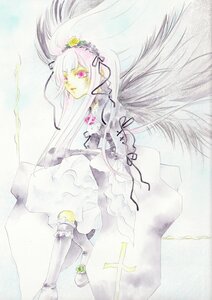 Rating: Safe Score: 0 Tags: 1girl black_ribbon black_wings boots dress floating_hair flower frills hairband image long_hair long_sleeves pink_eyes ribbon solo suigintou traditional_media very_long_hair wings User: admin