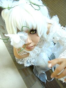 Rating: Safe Score: 0 Tags: 1girl bangs dress flower kirakishou lips photo solo white_hair yellow_eyes User: admin