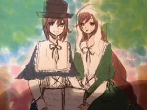 Rating: Safe Score: 0 Tags: 2girls brown_eyes brown_hair capelet dress hat image long_hair long_sleeves multiple_girls open_mouth pair short_hair siblings sisters smile souseiseki suiseiseki top_hat twins very_long_hair User: admin