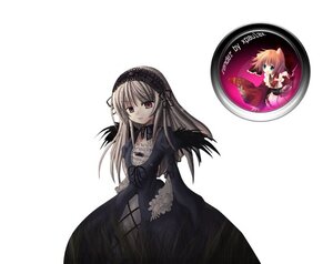 Rating: Safe Score: 0 Tags: 2girls black_dress black_wings blonde_hair detached_collar dress flower frills hairband image long_hair long_sleeves looking_at_viewer multiple_girls ribbon rose silver_hair solo standing suigintou wings User: admin