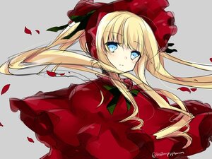 Rating: Safe Score: 0 Tags: 1girl bangs blonde_hair blue_eyes bonnet bow bowtie capelet closed_mouth dress flower grey_background image long_hair looking_at_viewer petals red_capelet red_dress rose_petals shinku solo twintails twitter_username upper_body User: admin