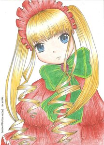 Rating: Safe Score: 0 Tags: 1girl blonde_hair blue_eyes bonnet bow bowtie dress drill_hair green_bow green_neckwear image long_hair long_sleeves looking_at_viewer marker_(medium) red_dress ringlets shinku sidelocks simple_background solo traditional_media twin_drills twintails white_background User: admin