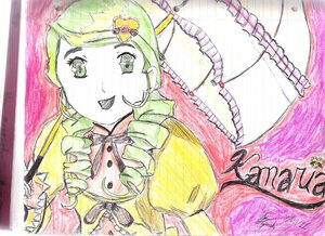 Rating: Safe Score: 0 Tags: 1girl auto_tagged blush bow colored_pencil_(medium) dress drill_hair green_eyes green_hair hair_ornament image kanaria marker_(medium) open_mouth photo smile solo traditional_media twin_drills umbrella User: admin