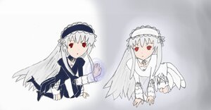 Rating: Safe Score: 0 Tags: 1girl auto_tagged chibi dress dual_persona frills full_body hairband image long_hair long_sleeves looking_at_viewer red_eyes ribbon simple_background sitting solo suigintou very_long_hair wings User: admin