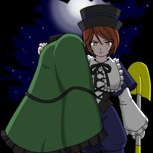 Rating: Safe Score: 0 Tags: 1girl brown_hair dress frills green_eyes hat heterochromia long_sleeves night red_eyes short_hair sky solo souseiseki suiseiseki top_hat tree User: admin