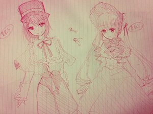 Rating: Safe Score: 0 Tags: 2girls capelet dress frills hat image long_hair long_sleeves looking_at_viewer monochrome multiple_girls pair shinku short_hair sketch smile souseiseki standing suigintou suiseiseki very_long_hair User: admin